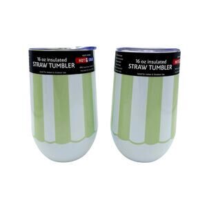 2x Thirstystone 16 Oz Insulated Straw Tumblers (2) Cambridge Double Wall